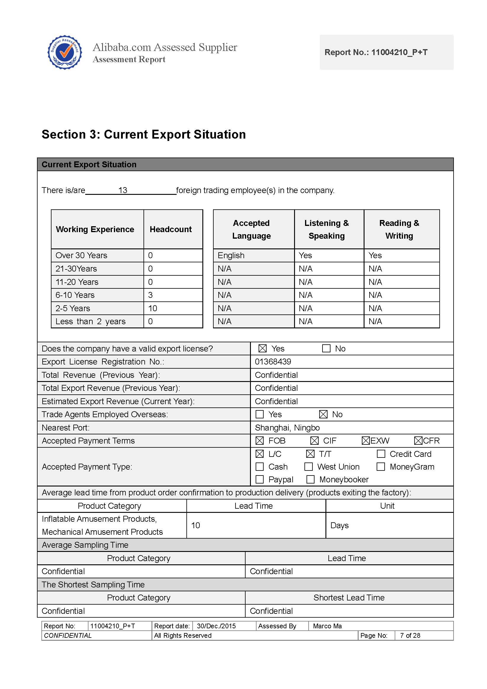 2016 Bureau Veritas Supplier Assessment Report