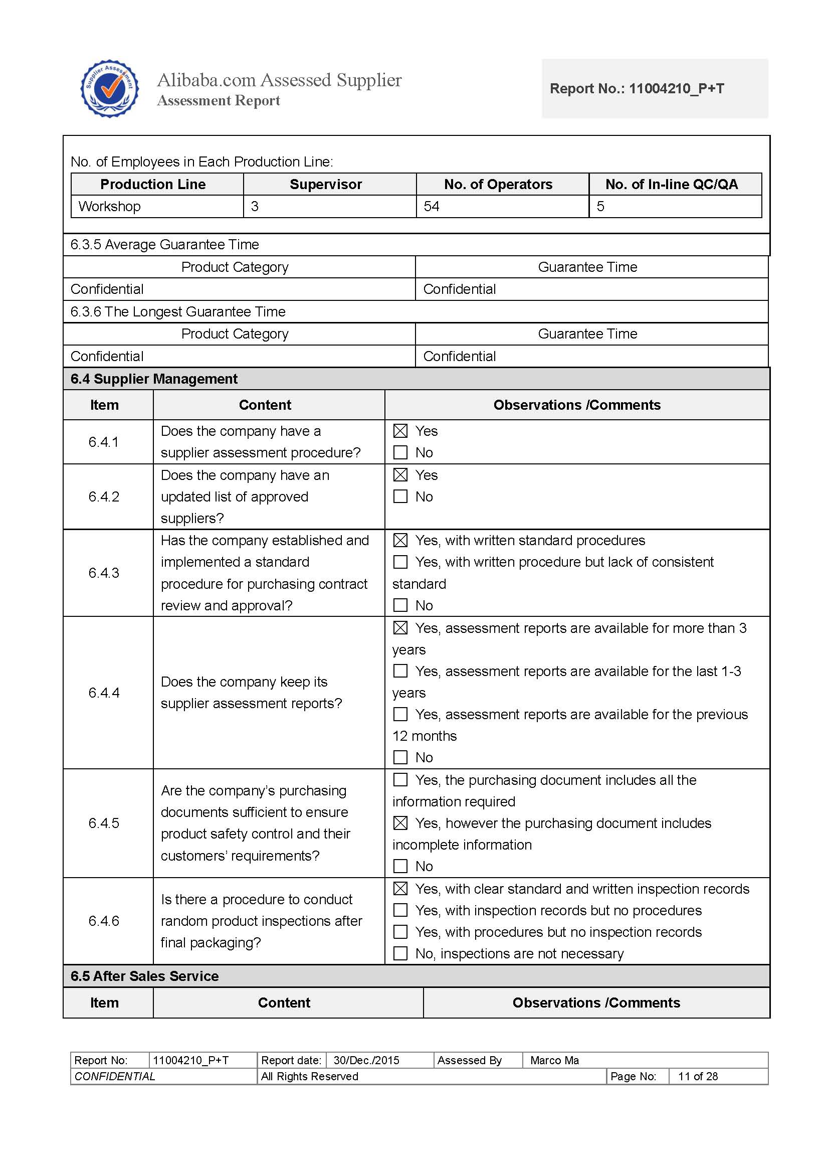 2016 Bureau Veritas Supplier Assessment Report