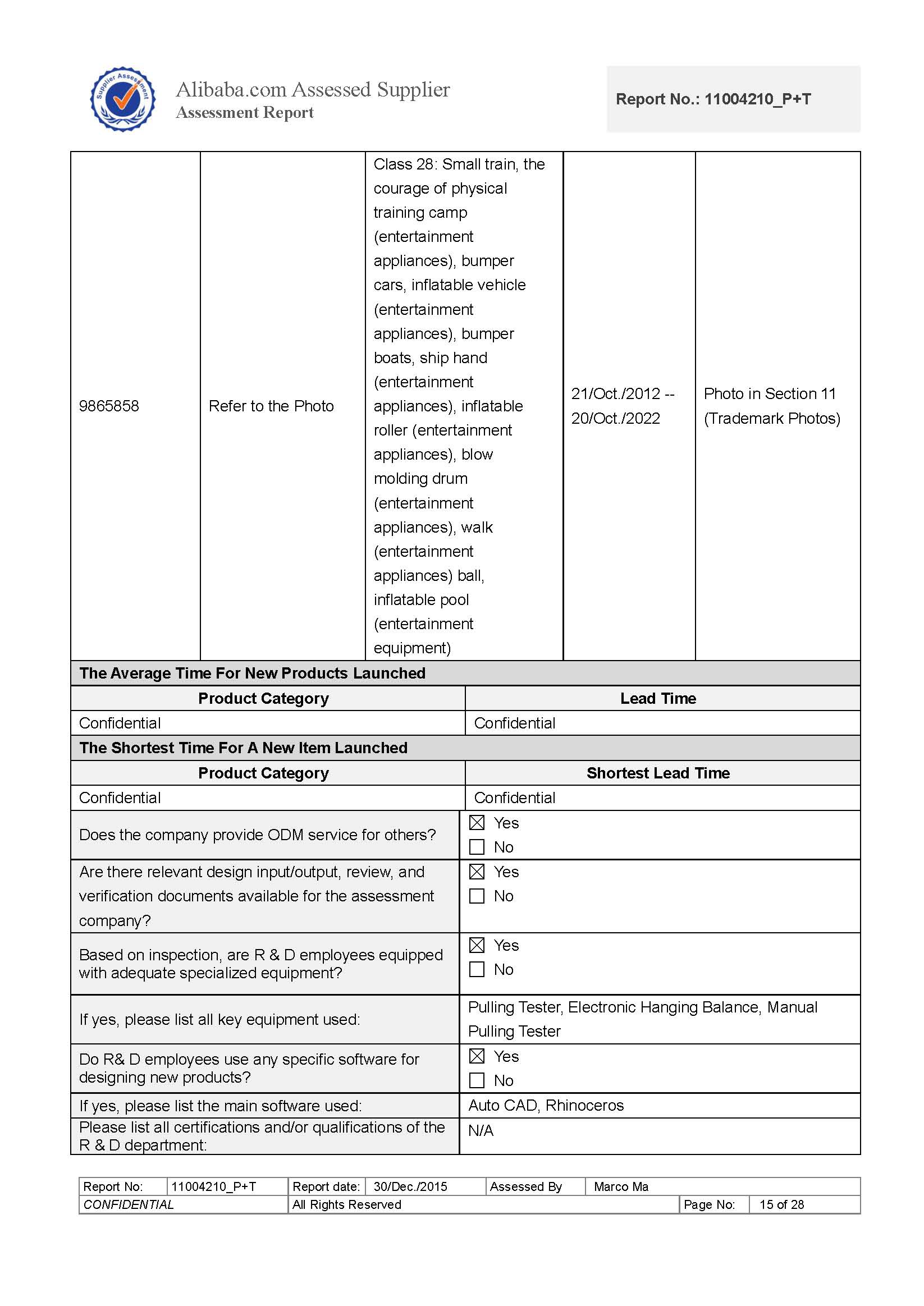 2016 Bureau Veritas Supplier Assessment Report