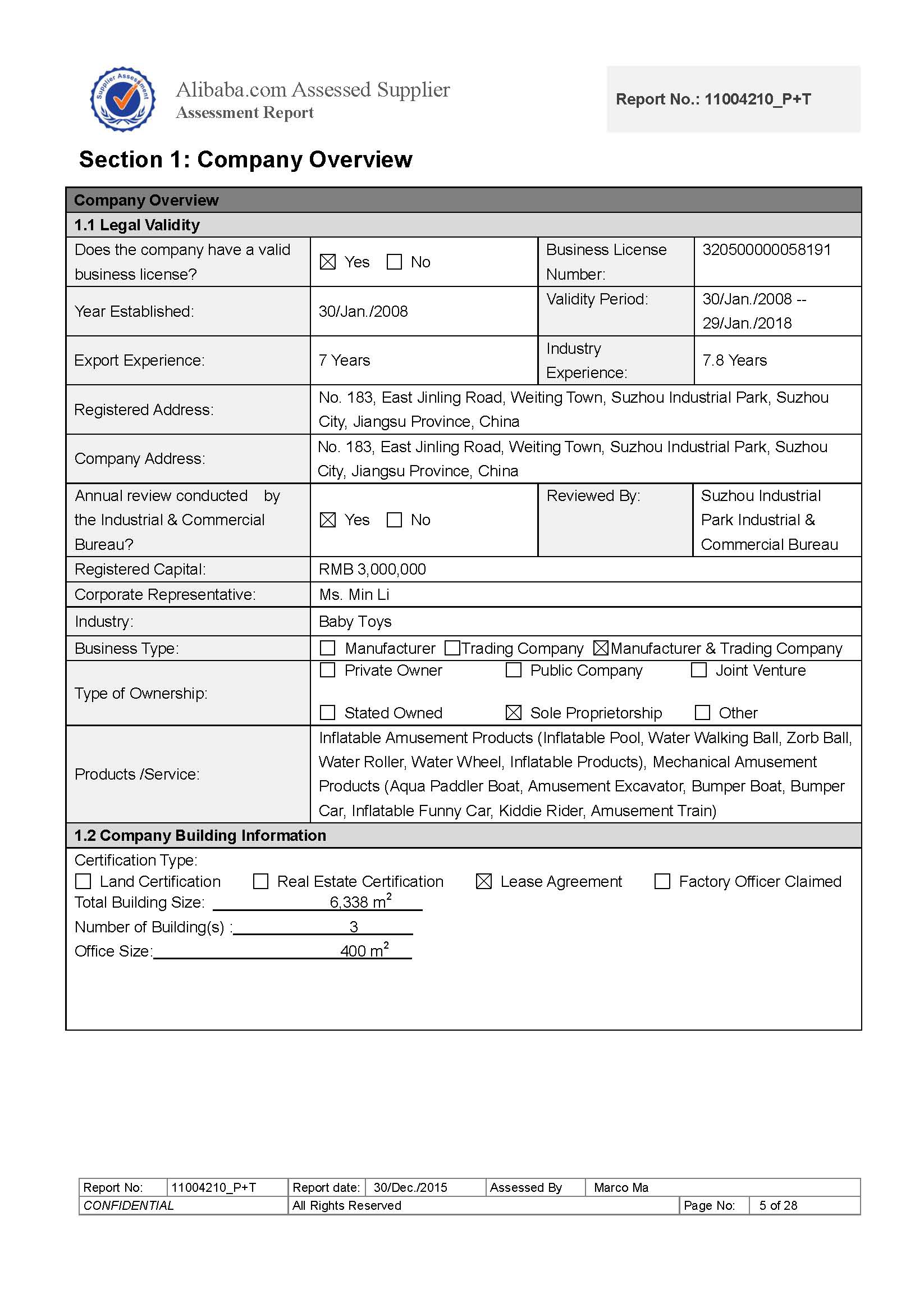 2016 Bureau Veritas Supplier Assessment Report